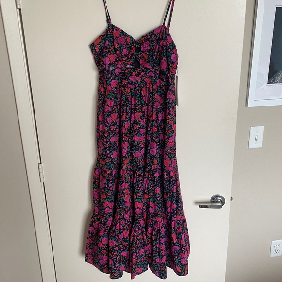 AQUA Cotton Floral Print Cut Out Dress - Picture 6 of 6